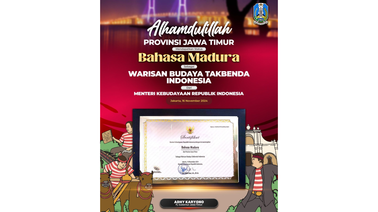 Pemprov Jatim Raih Sertifikasi 13 Warisan Budaya Tak Benda Indonesia dari Kemenbud RI