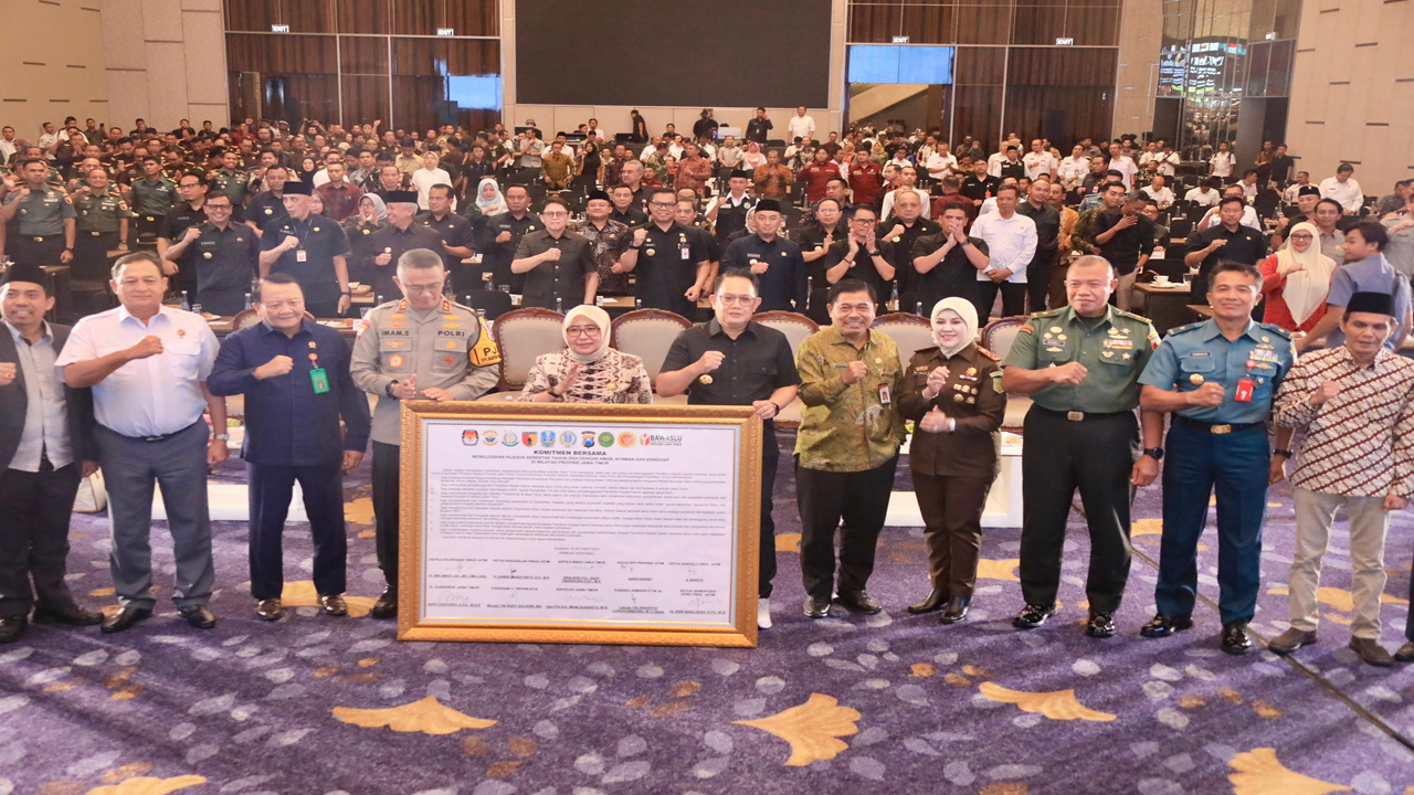 Tandatangani Komitmen Bersama Forkopimda, Pj. Gubernur Jatim Optimistis Pilkada Serentak Tahun 2024 Berjalan Aman, Damai dan Demokratis